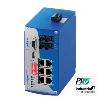 8 port managed Gigabit Ethernet to multimode fiber optic switch, EL100-2MA