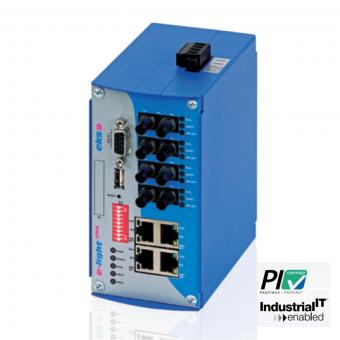 8 port managed Gigabit Ethernet to multimode fiber optic switch, EL100-2MA